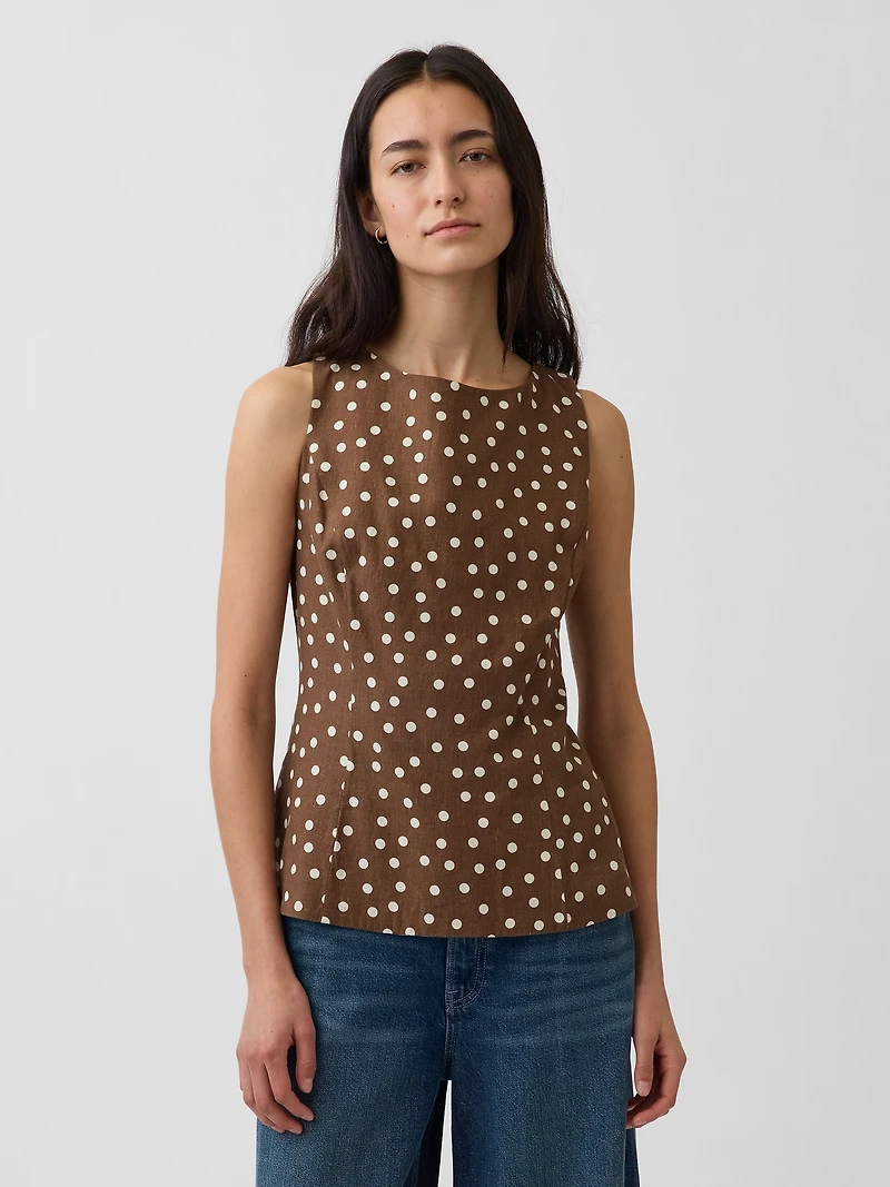 Linen-Blend Boatneck Top