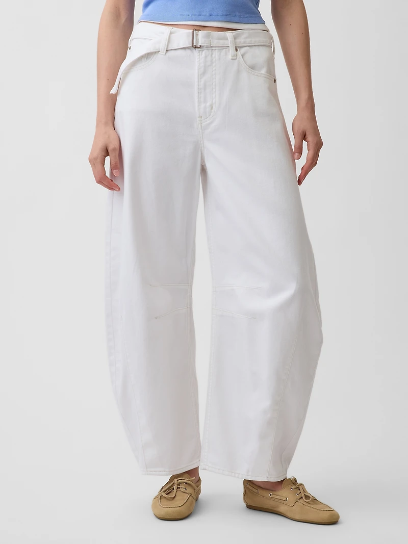 High Rise UltraSoft Belted Horseshoe Jeans