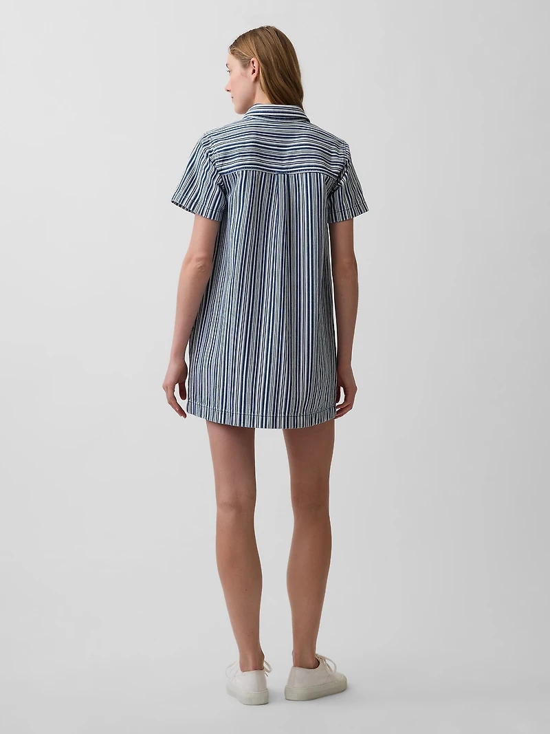 Denim Stripe Popover Mini Dress