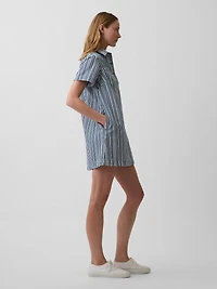 Denim Stripe Popover Mini Dress