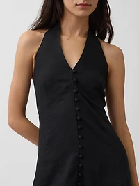 Linen-Blend Halter Maxi Dress