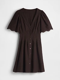 Linen-Blend Cinched Mini Shirtdress