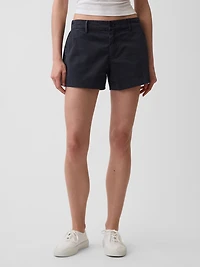Mid Rise Khaki Shorts