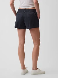 Mid Rise Khaki Shorts