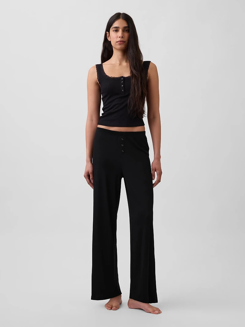 Mini Rib Lace Henley PJ Tank Top