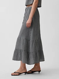 Cotton Gauze Easy Tiered Maxi Skirt