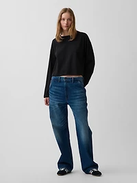 Knit Oversized Crop T-Shirt