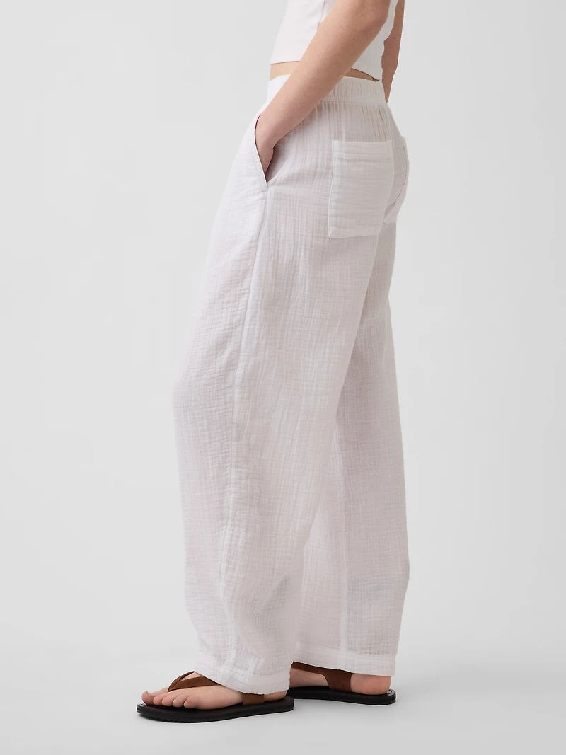 Cotton Gauze Easy Barrel Pants