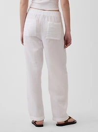 Cotton Gauze Easy Barrel Pants