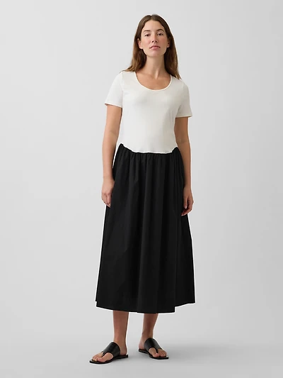 Maternity Mixed Media Drop-Waist Dress