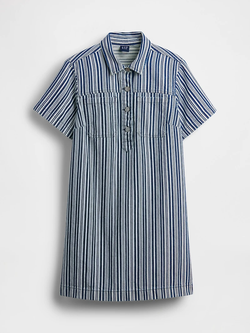 Denim Stripe Popover Mini Dress