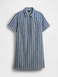Denim Stripe Popover Mini Dress