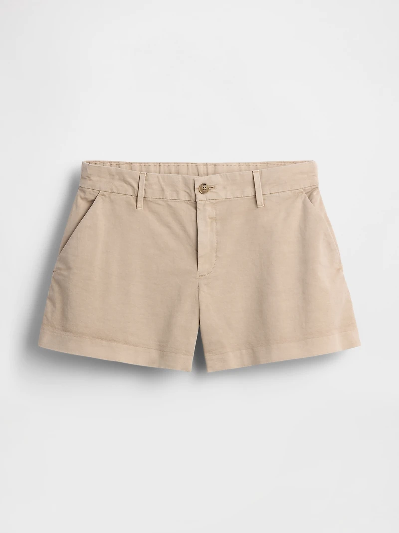 Mid Rise Khaki Shorts