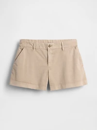 Mid Rise Khaki Shorts