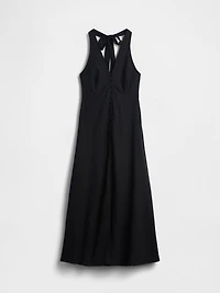 Linen-Blend Halter Maxi Dress