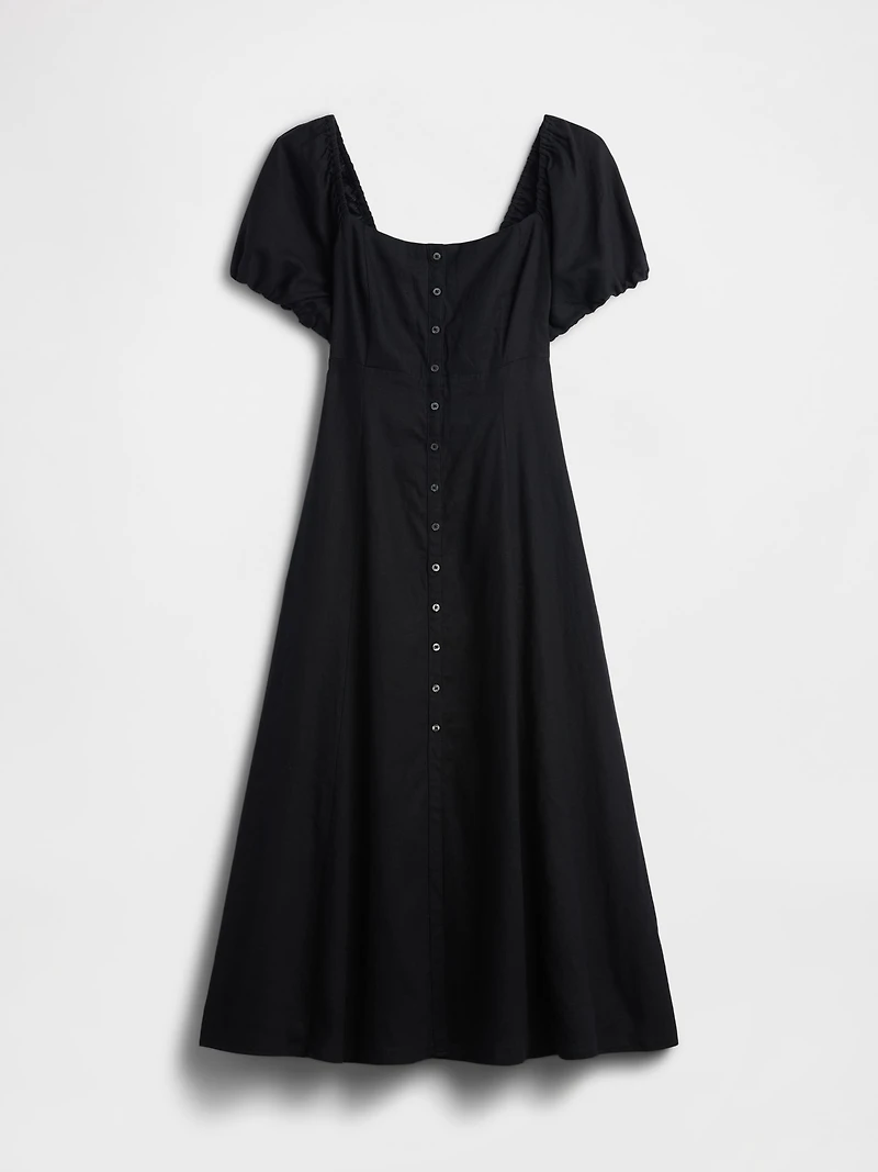 Linen-Blend Empire Waist Maxi Dress