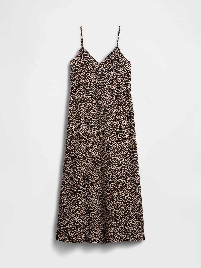 Zebra Print Midi Slip Dress