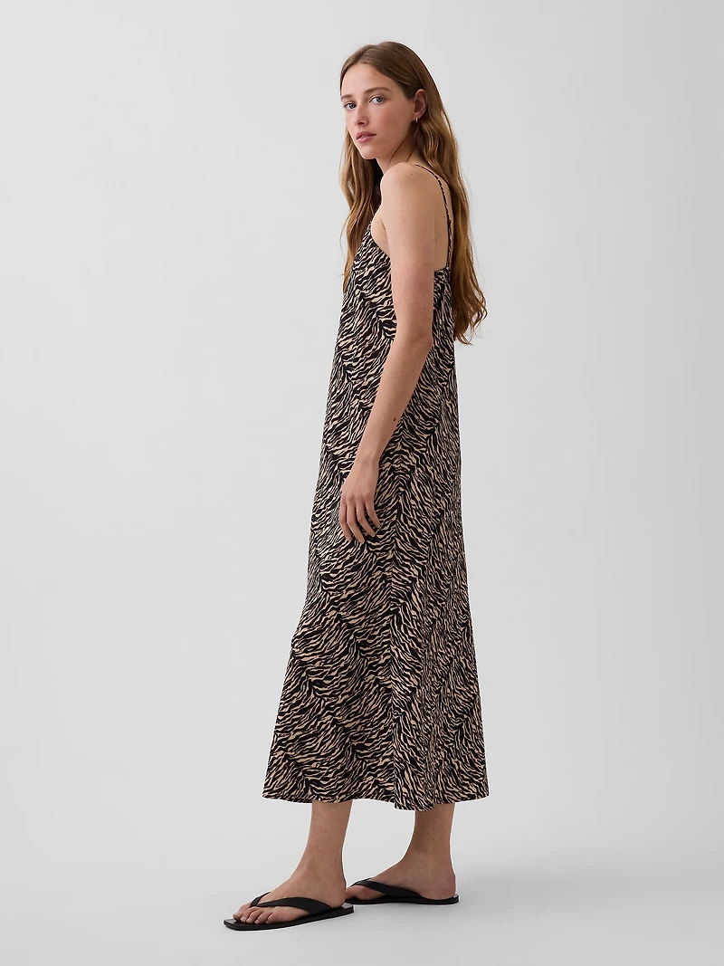 Zebra Print Midi Slip Dress