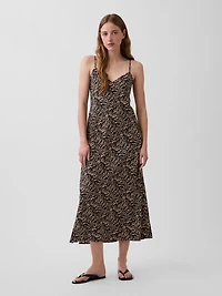 Zebra Print Midi Slip Dress