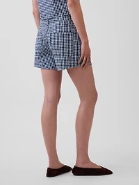 3.5" High Rise Gingham Relaxed Straight Denim Shorts