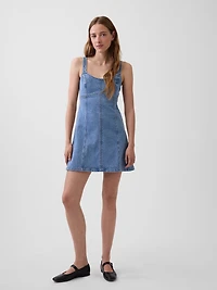 Denim Paneled Mini Dress
