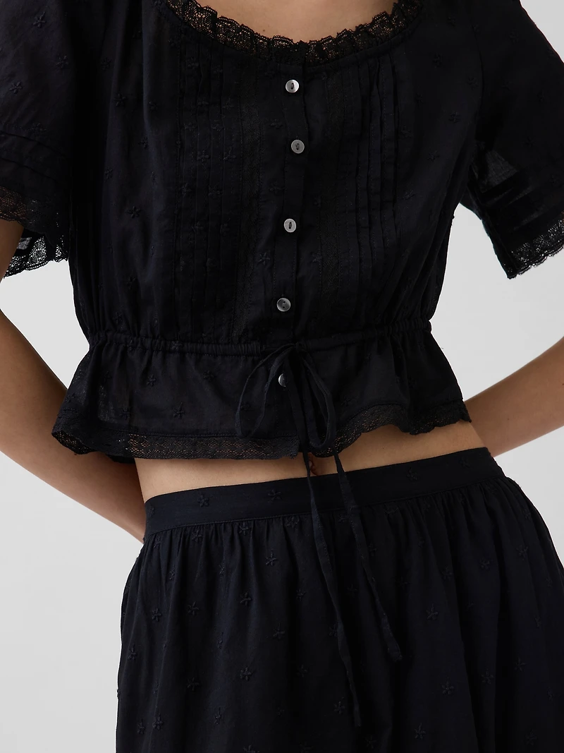 Lace-Trim Maxi Skirt