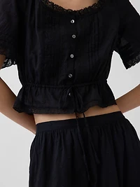 Lace-Trim Maxi Skirt
