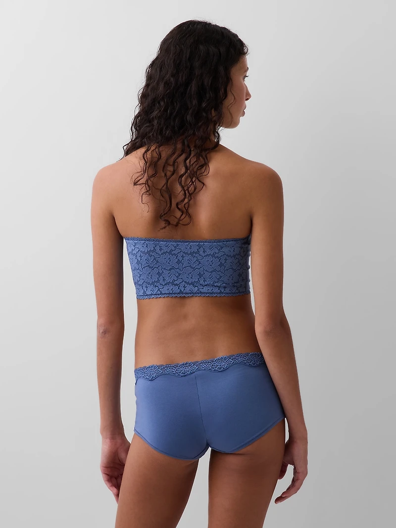 Organic Stretch Cotton Lace-Trim Bandeau Bralette
