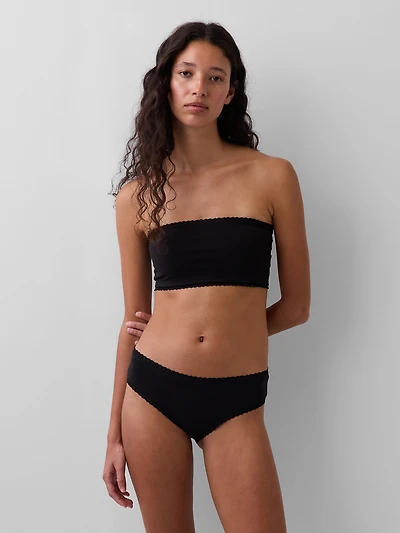 Organic Stretch Cotton Lace-Trim Bandeau Bralette