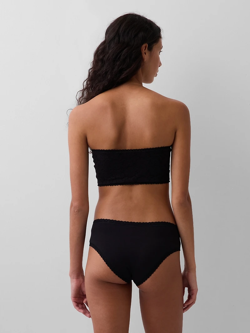 Organic Stretch Cotton Lace-Trim Bandeau Bralette