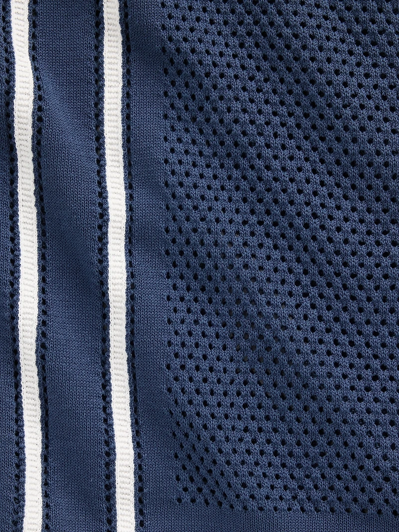 Stripe Camp Collar Sweater Shirt