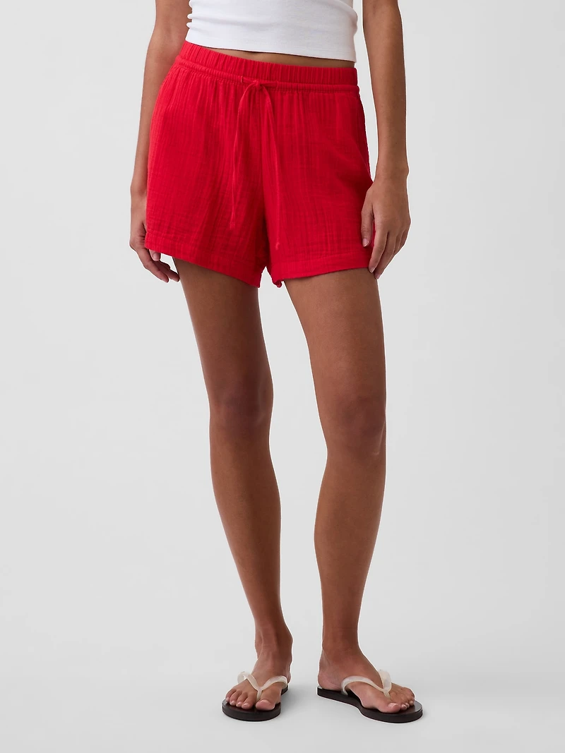 4" Mid Rise Cotton Gauze Easy Shorts