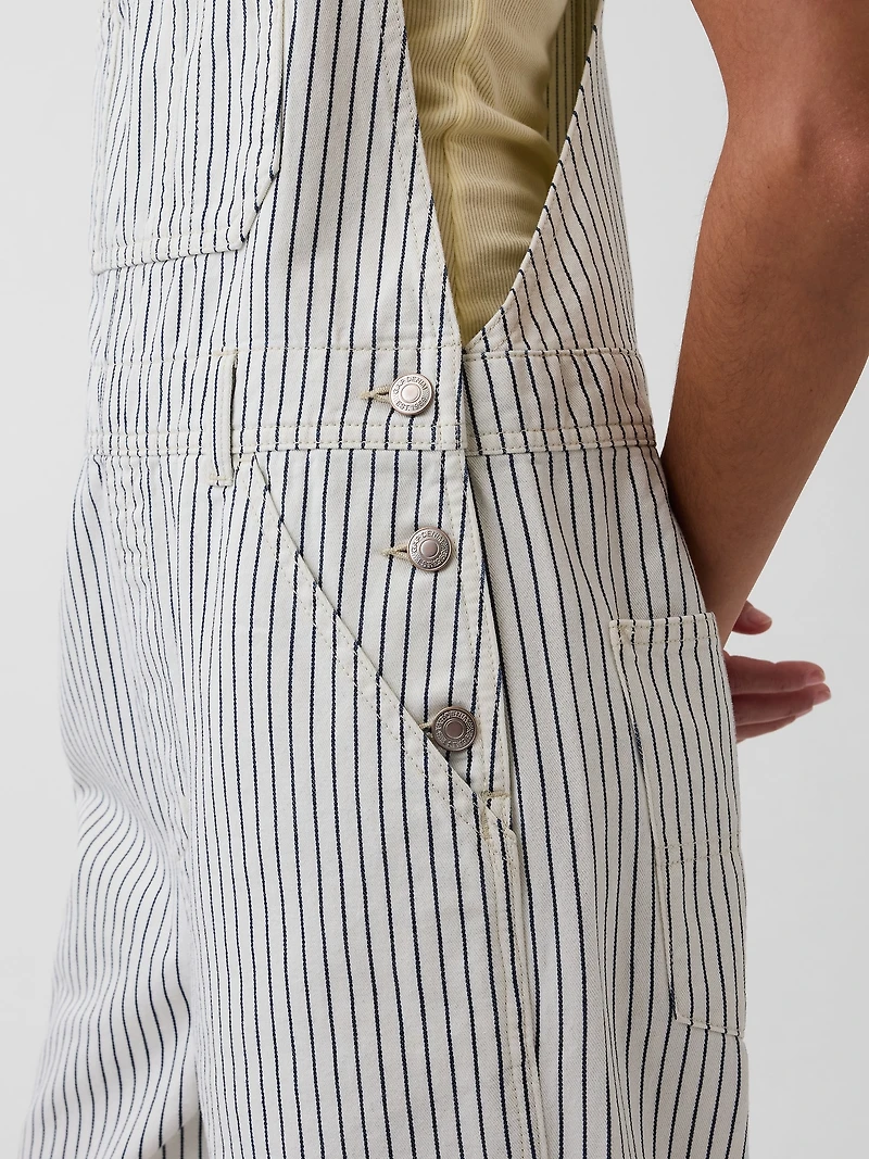 Relaxed Denim Stripe Overalls