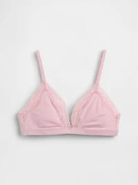 Organic Stretch Cotton Lace-Trim Triangle Bra