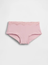 Organic Stretch Cotton Lace-Trim Shorty