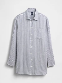 Linen-Blend Oversized Tunic Shirt