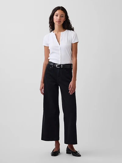 High Rise Stride Wide-Leg Ankle Jeans