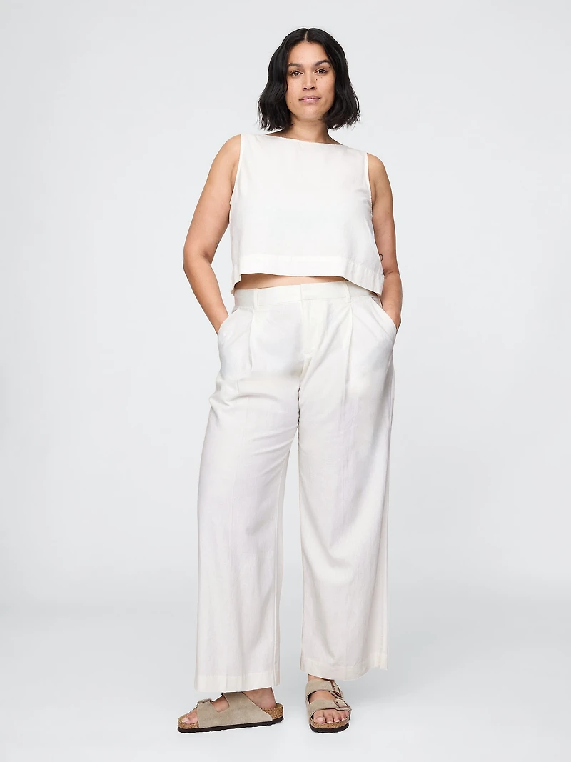 365 Low Rise Linen-Blend Trousers