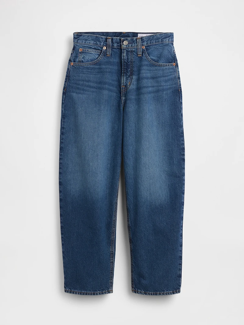 High Rise Barrel Crop Jeans