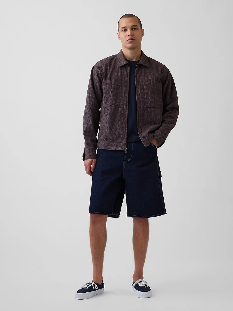 Seersucker Zip Shirt Jacket