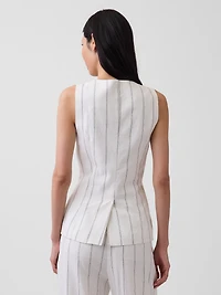 Linen-Blend Longline Vest