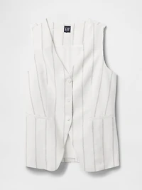 Linen-Blend Longline Vest