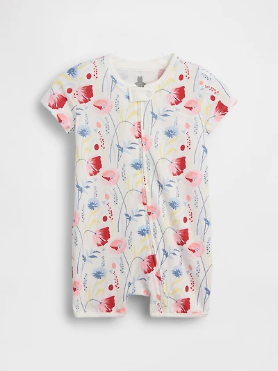 Une-pièce short court en coton biologique Premiers essentiels pour Béb