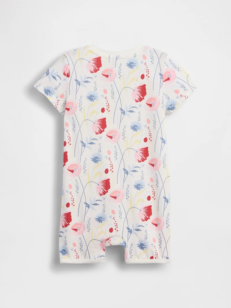 Une-pièce short court en coton biologique Premiers essentiels pour Béb