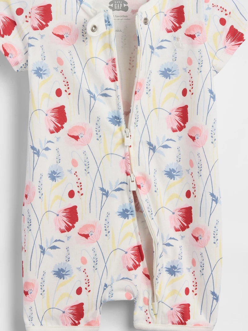 Une-pièce short court en coton biologique Premiers essentiels pour Béb