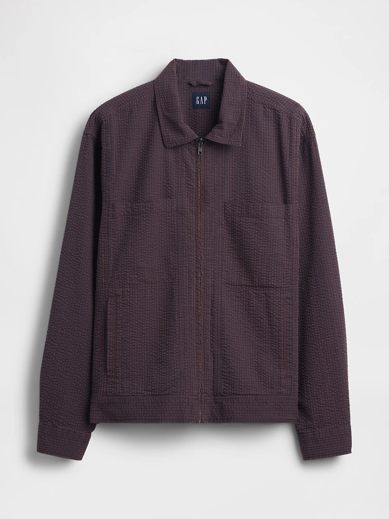 Seersucker Zip Shirt Jacket