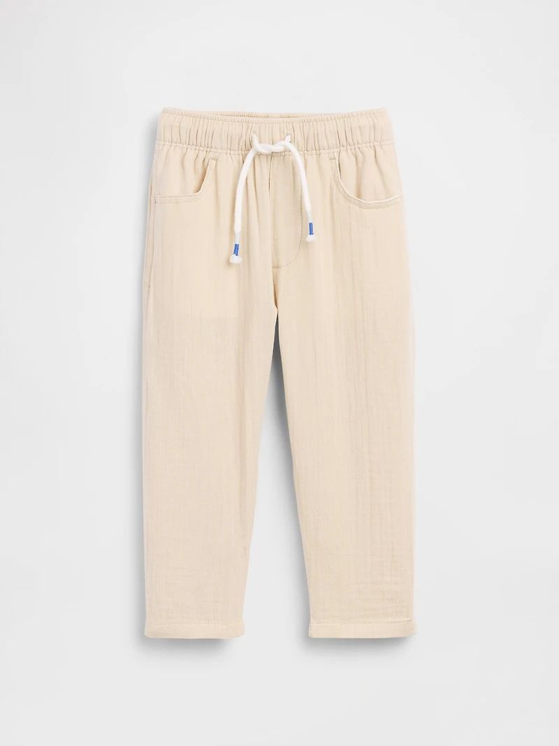 Pantalon coupe baril à taille extensible en gaze de coton pour Bébé et Tout-petit