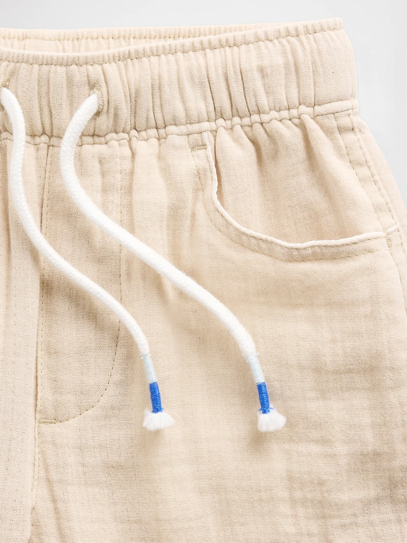 Pantalon coupe baril à taille extensible en gaze de coton pour Bébé et Tout-petit