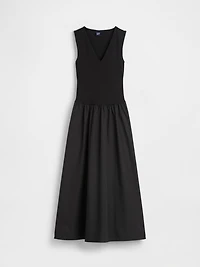 Mixed Media Drop-Waist Maxi Dress