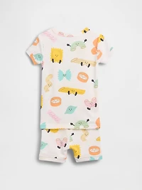 Pyjama court en coton biologique brossé à motif de pâtes pour Bébé et Tout-petit